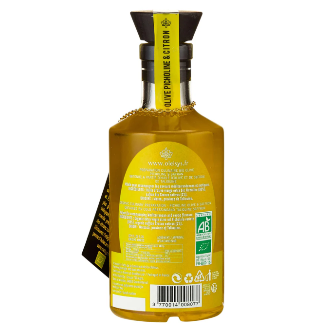 Huile d'olive culinaire Olive picholine & citron