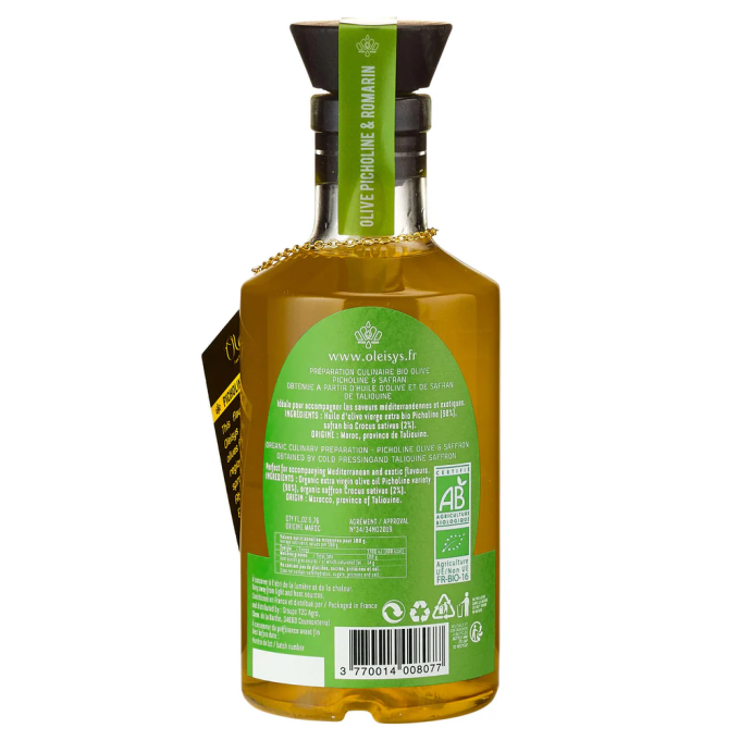 Huile d'olive culinaire Olive picholine & Romarin